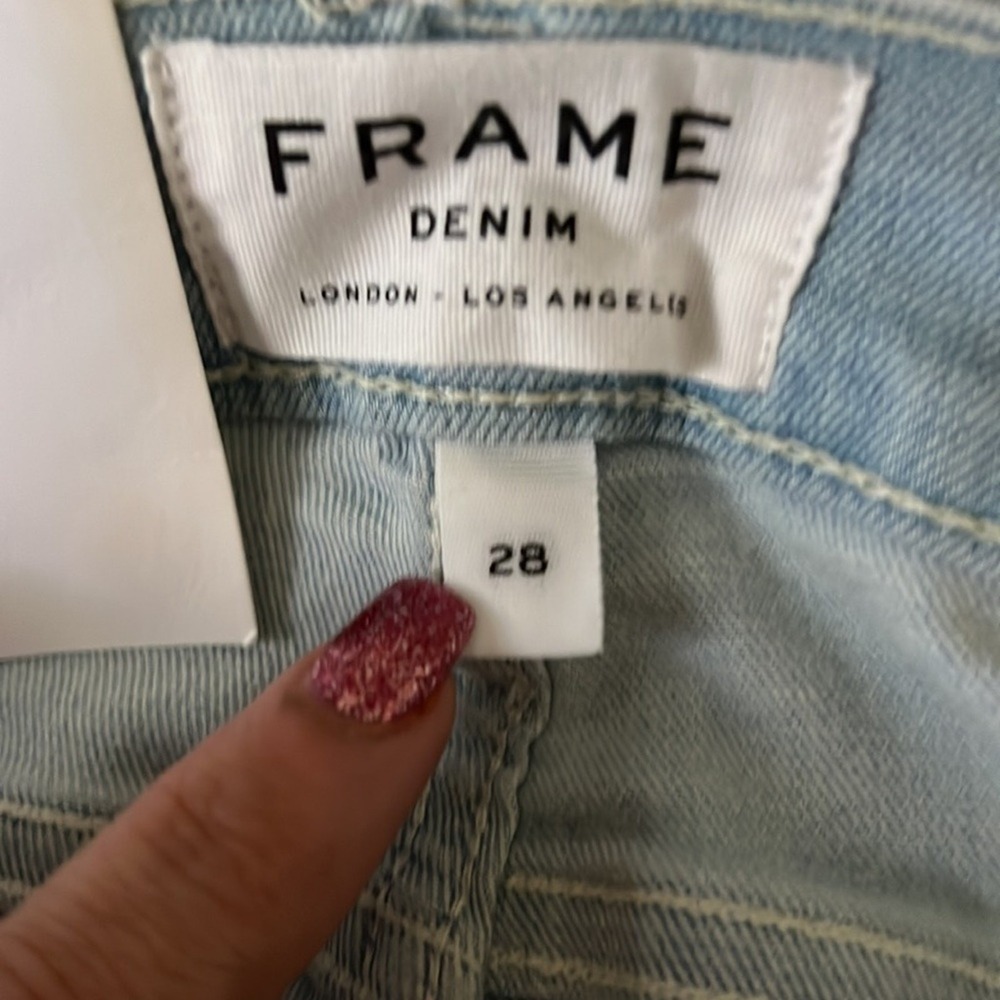 FRAME Denim‎ Le Skinny De Jeanne Crop Jeans Light Wash Raw Hem Size 28 NWT - Picture 5 of 9